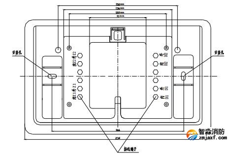 火災(zāi)顯示盤安裝底座示意圖