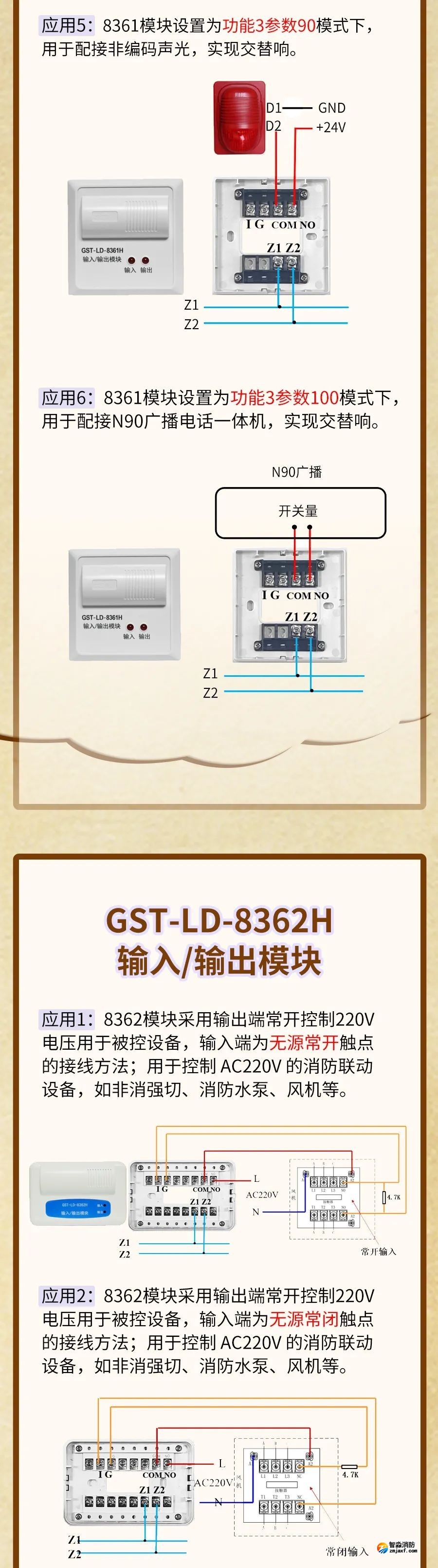 GST-LD-8361H輸入輸出模塊接線(xiàn)圖
