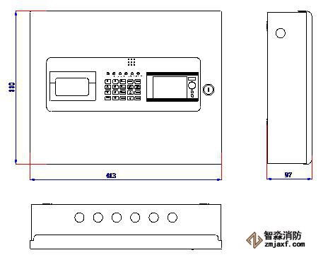 海灣可燃氣體報警控制器/主機JB-KR-GST004外形尺寸圖