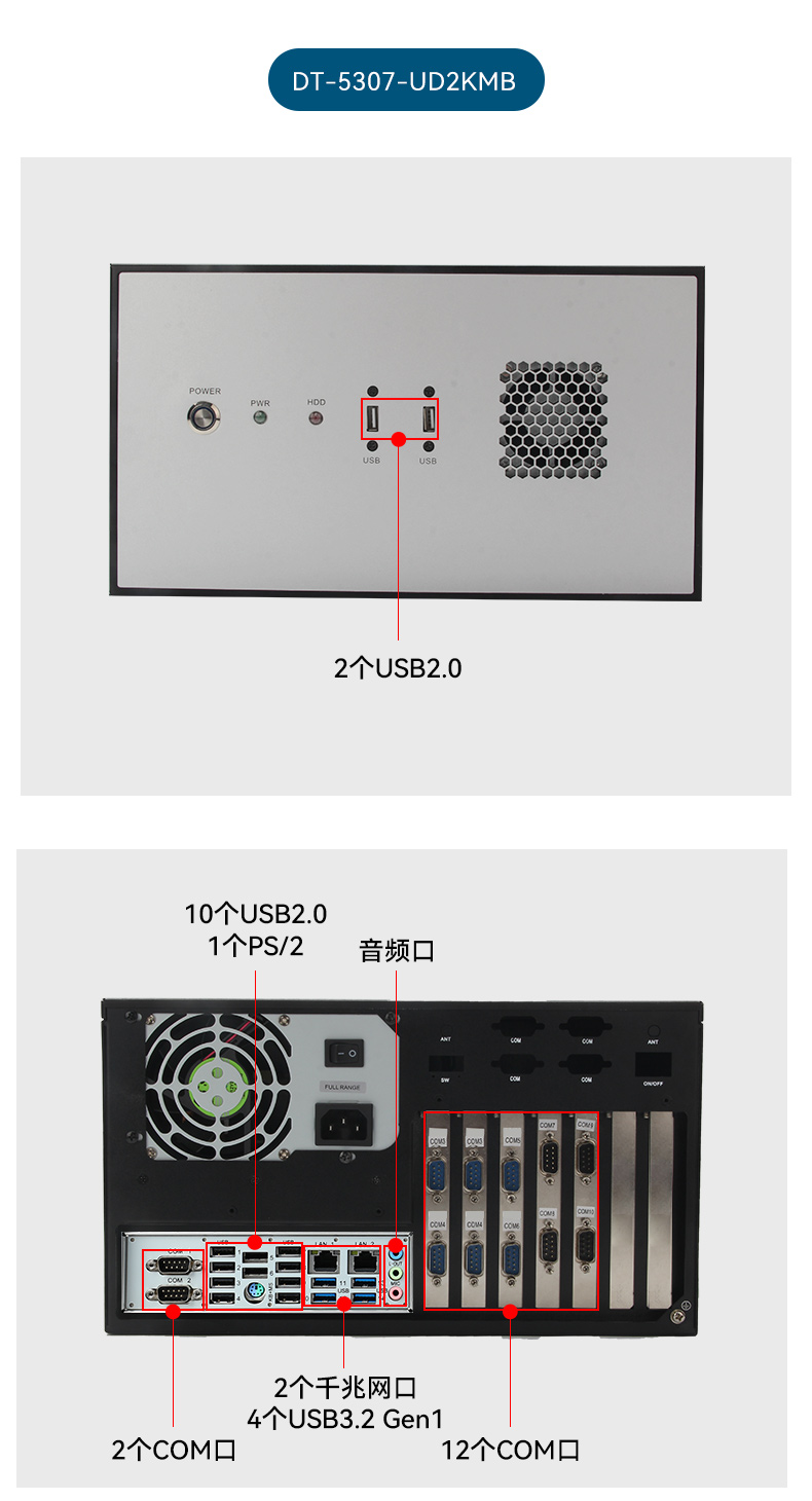 國產(chǎn)騰銳D2000工控機,2個千兆網(wǎng)口12個串口工控主機,DT-610L-UD2KMB.jpg